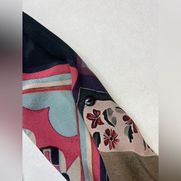 Tolani All Over Print Silk Top Women Small Multicolor Long Sleeve - Picture 6 of 10